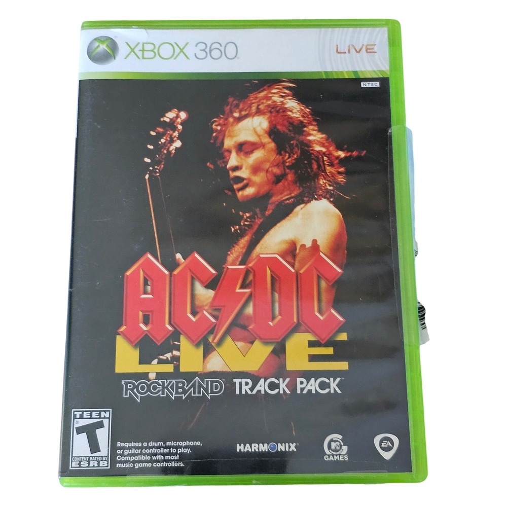 AC/DC Live Rock Band Track Pack Xbox 360 Video Game 18 Classic Songs NTSC 2008